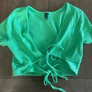 Green crop top with ties